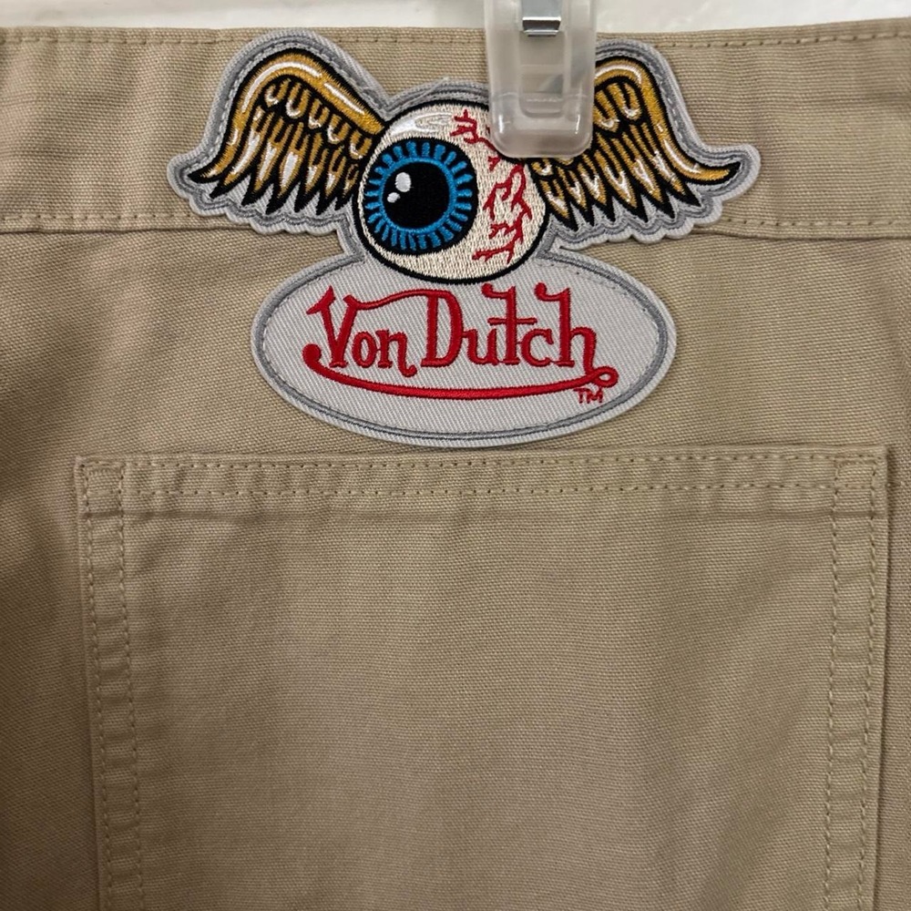 NWT Von Dutch Originals Doubleknee Carpenter Pant Khaki flying eye embroidery 40